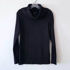 Ann Taylor Black Cowl Neck Cotton Blend Knit Sweater - Size S